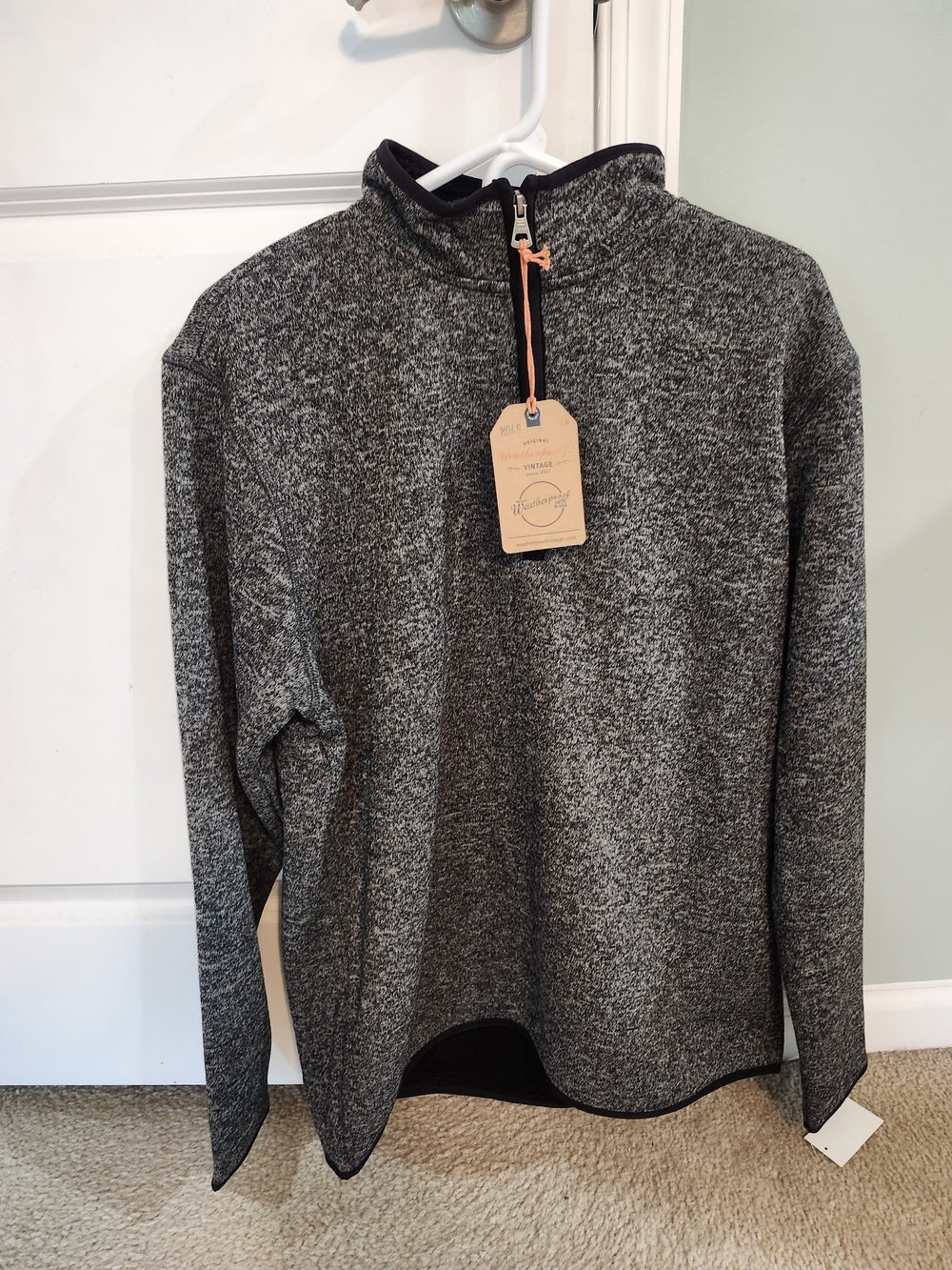 Weatherproof Vintage Men' Fleece Lined Quarter Zip Pullover Meteorite - Large
